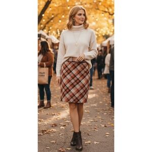 The Limited Plaid Pencil Skirt Earth Tones Size 0